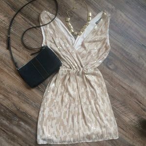 Express Gold sequin short party dress XS